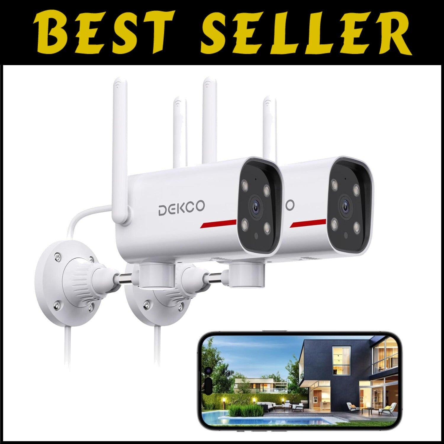2K Outdoor Security Camera System - 180° Pan, Night Vision & Alexa Compatible