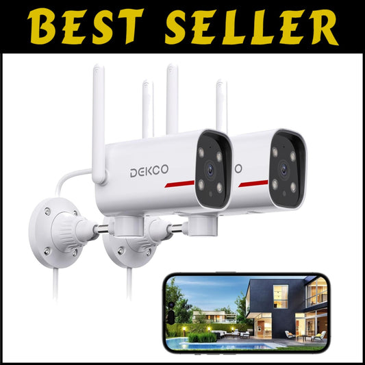 2K Outdoor Security Camera System - 180° Pan, Night Vision & Alexa Compatible