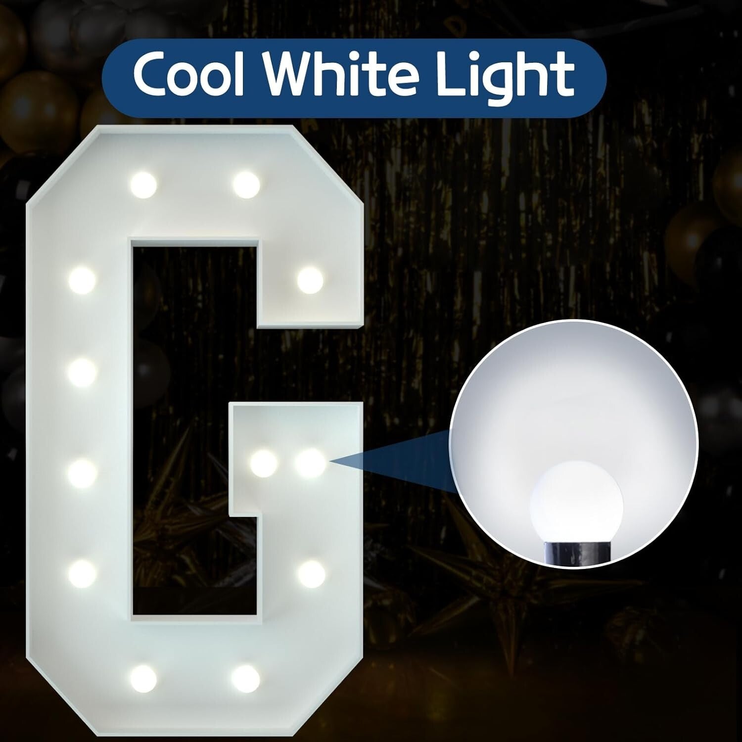 Unique 4FT Cool White LED Marquee Letter G - Perfect for Weddings and Parties