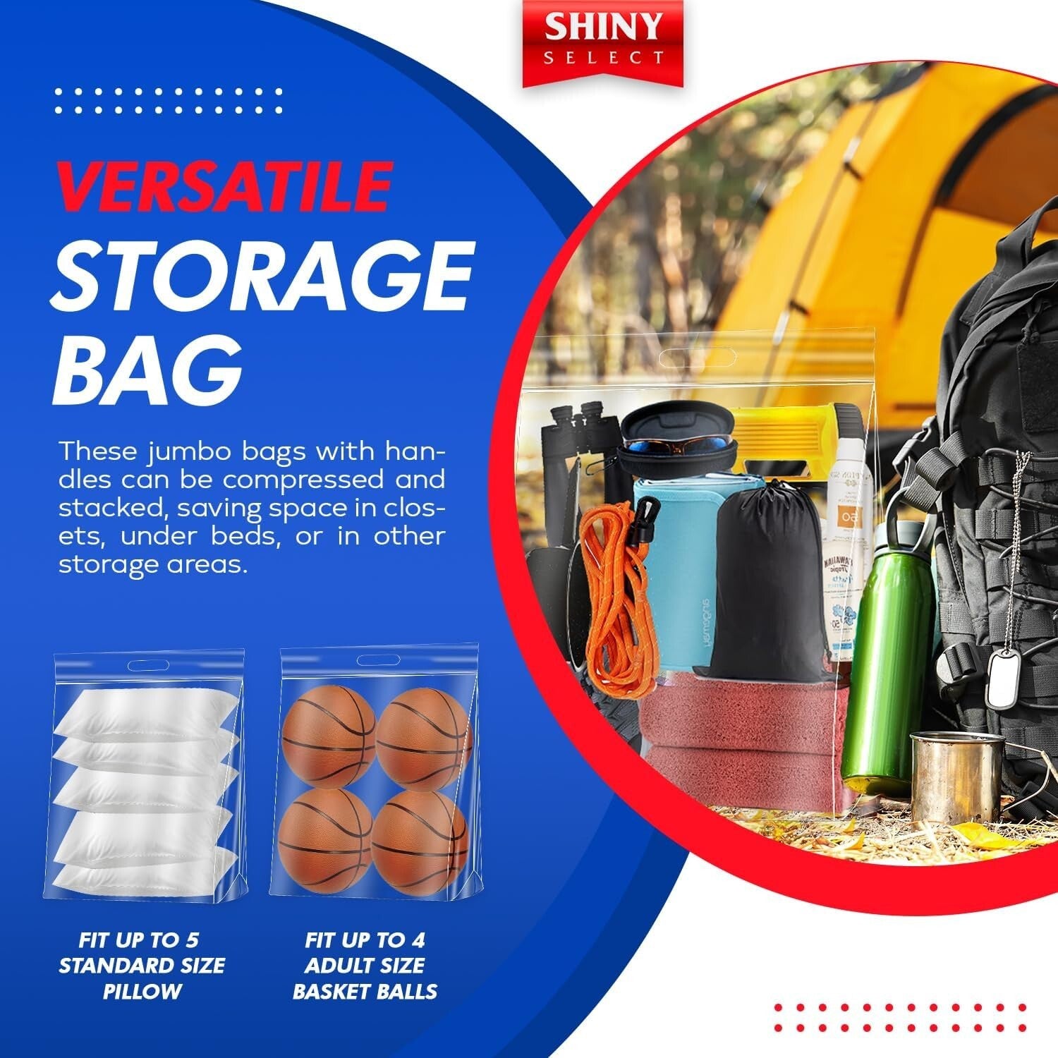 Durable 10 Gallon Zipper Storage Bags with Handle - Perfect for Moving & Camping