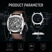 Load image into Gallery viewer, Men's Waterproof 30M Automatic Watch with Skeleton Dial &amp; Leather Strap - 45mm