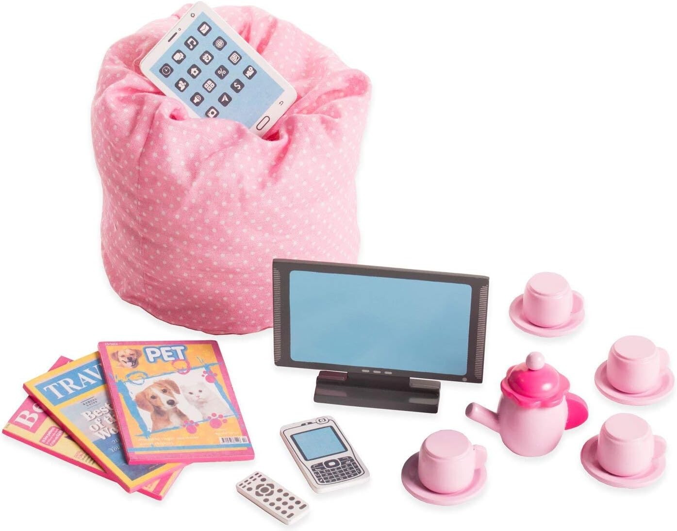 Durable Doll Furniture Set for 14-18" Dolls - Couch, Table & Play Accessories