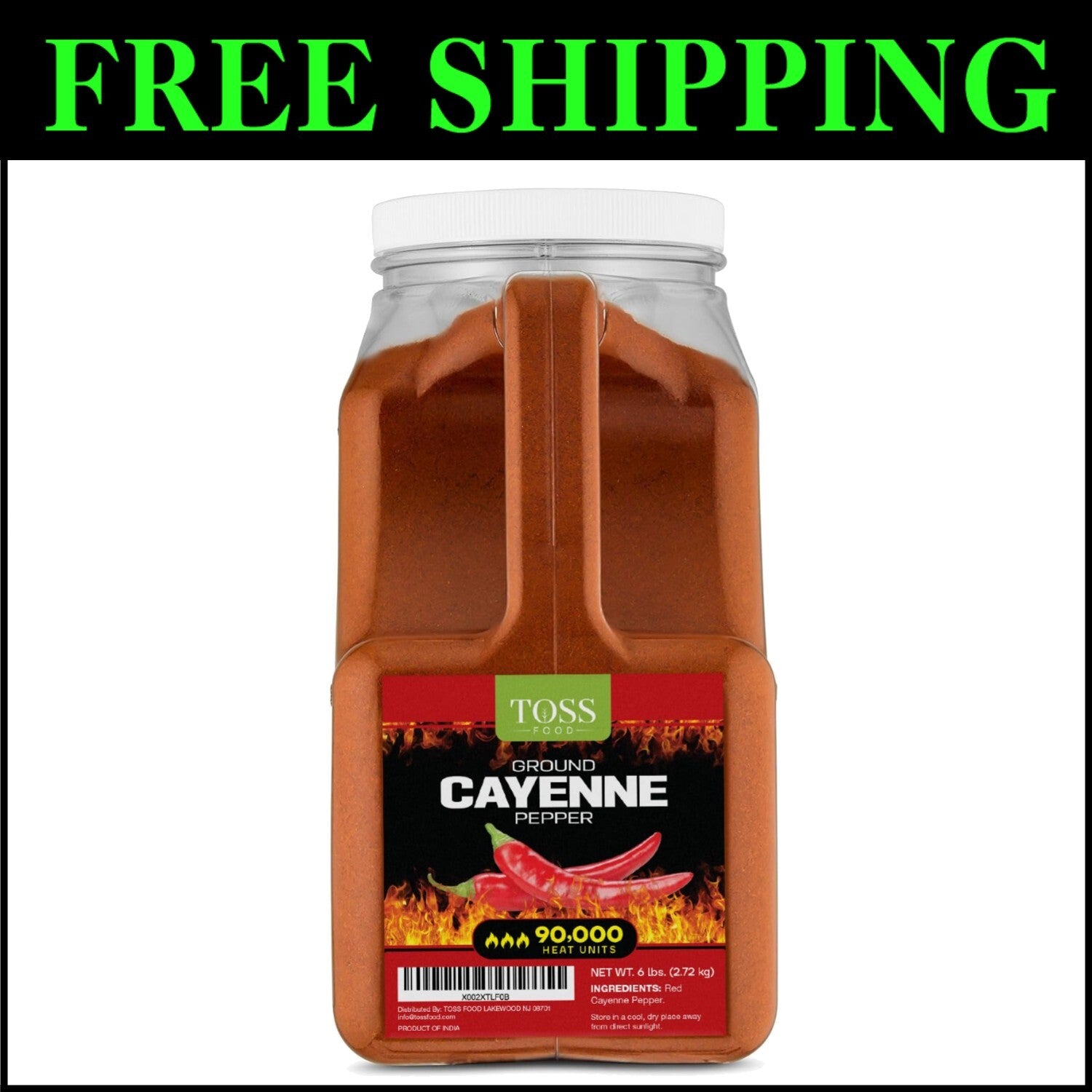 Kosher Certified 6 LB Ground Cayenne Pepper - 90,000 Heat Units for Spicy Flavor