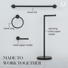 Load image into Gallery viewer, Effortless Wall-Mounted Bathroom Accessory Set - 4-Piece Matte Black Collection