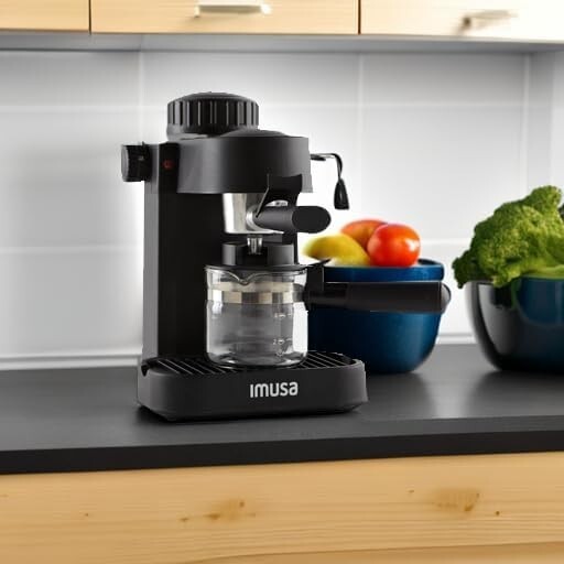 120V 4-Cup Electric Espresso Maker with Permanent Filter & Milk Frothier