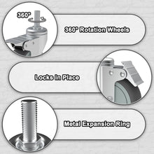 Load image into Gallery viewer, Set of 4 Long-Lasting 5 Inch Locking Casters - Ideal for Carts &amp; Equipment