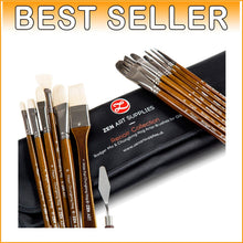Load image into Gallery viewer, Luxury 14-Piece Paint Brush Set with Natural Hog &amp; Badger Bristles for Artists