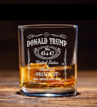 Load image into Gallery viewer, Set of 4 Classic Laser Engraved 11 oz Trump Whiskey Glasses - Dishwasher Safe
