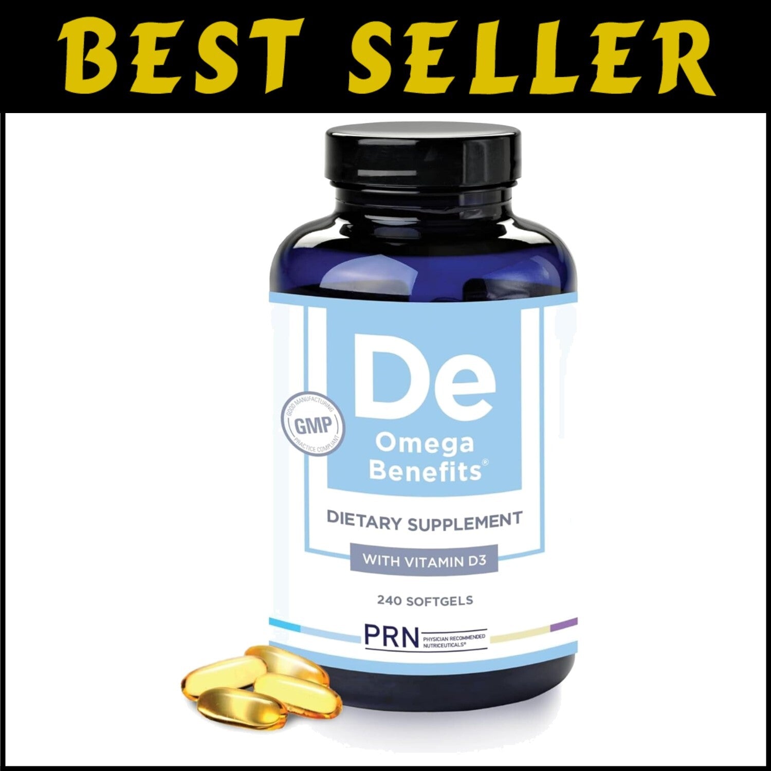 Doctor Recommended PRN DE Omega 3 Softgels - Superior Absorption & No Fish Burps
