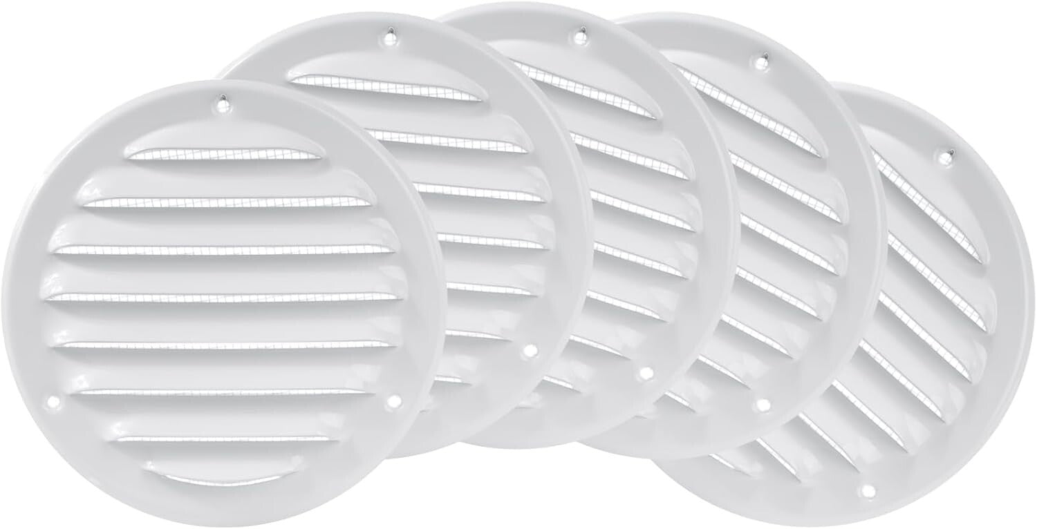 5-Pack 4" Metal Vent Covers with Built-In Screen Mesh for Easy Installation