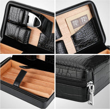 Load image into Gallery viewer, Luxurious Leather and Cedar Cigar Case with Jet Lighter - Perfect for On-the-Go