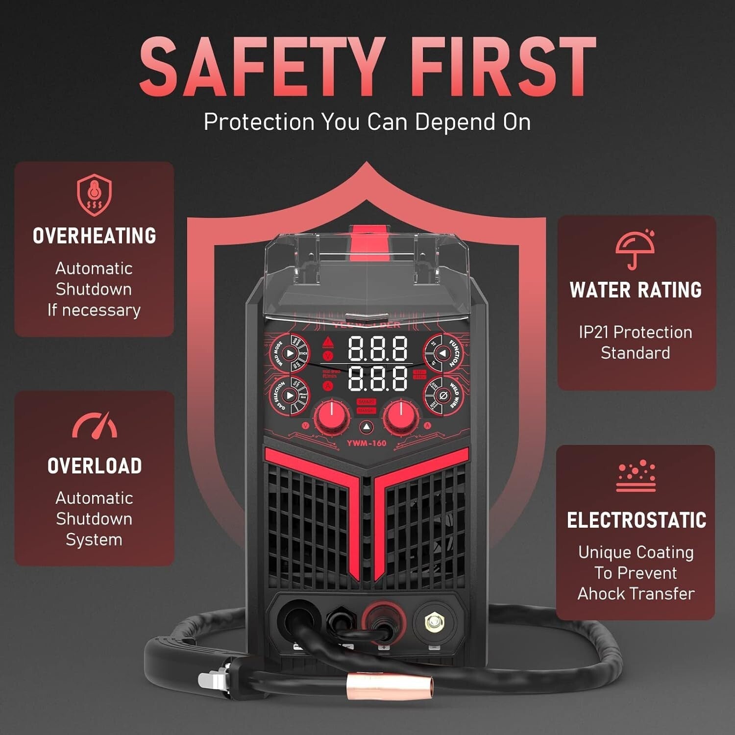Portable 4-in-1 MIG Welder with Synergic Control & LED Display - 110V/220V