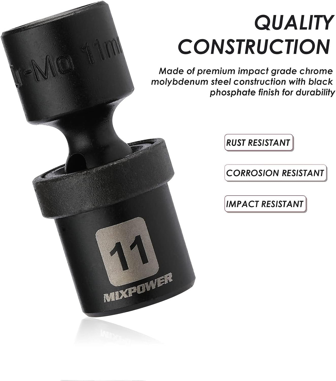 12-Piece 1/4" Drive Metric Impact Socket Set - CR-MO Steel with Swivel Design