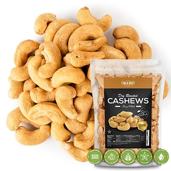 64 Oz Oven Roasted Fancy Cashews with Sea Salt - Vegan, Keto-Friendly Snack