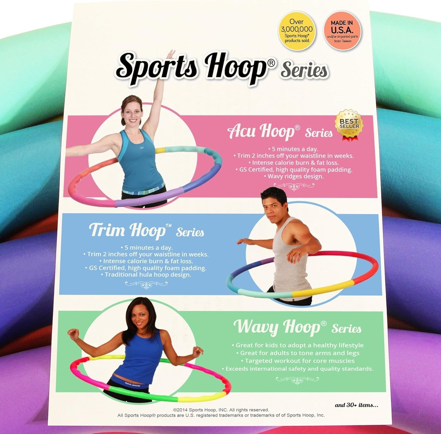 41-Inch Large Rainbow Hula Hoop - Boost Core Strength and Lose Weight Fast