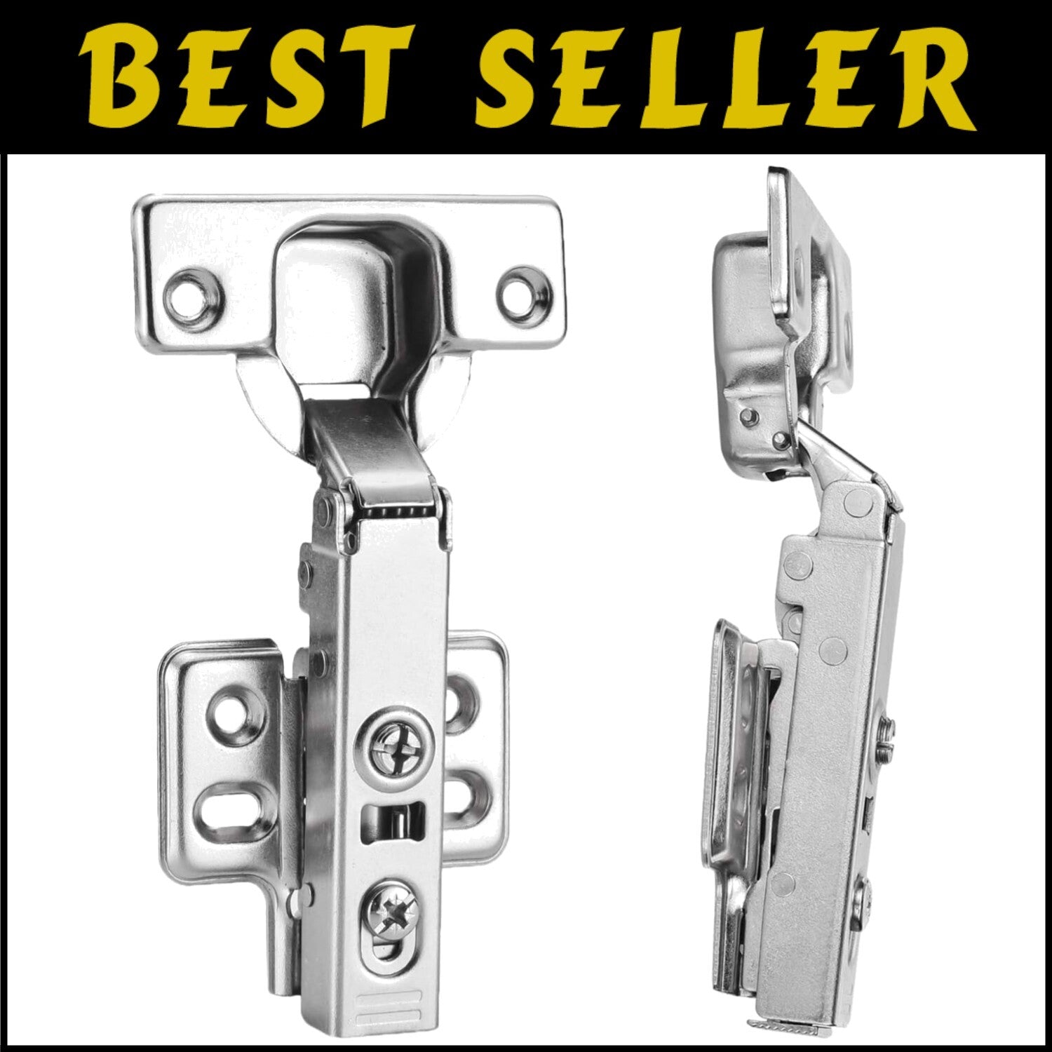 Premium Nickel Plated Cabinet Hinges, 20pcs Soft-Close for Frameless Cabinets