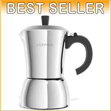 Load image into Gallery viewer, Classic Stainless Steel Moka Pot - 6oz Portable Espresso Maker with Metal Hinge