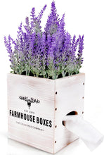 Load image into Gallery viewer, Charming Square Tissue Box Cover with Potted Lavender - Rustic Decor Essential