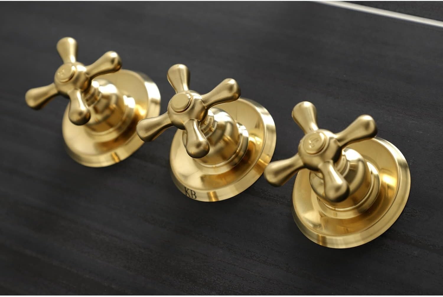 Elegant Victorian Tub and Shower Faucet with 3 Handles - Matte Black Finish