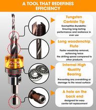 Load image into Gallery viewer, Adjustable Depth Countersink Drill Bit - Self-Adjusting, Tungsten Carbide, 1/8"