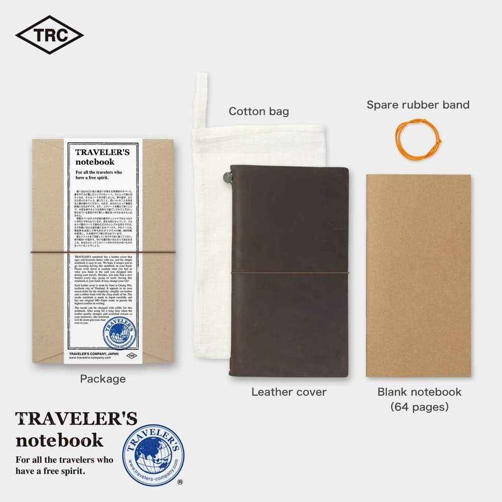 Elegant Regular Size Traveler's Notebook with Pen Holder - Customizable Leather