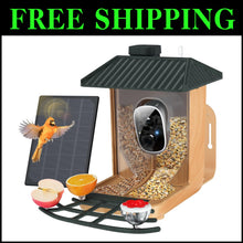 Load image into Gallery viewer, Dual-Bin Bird Feeder with Camera - Solar Powered, Weather Resistant, DIY Options