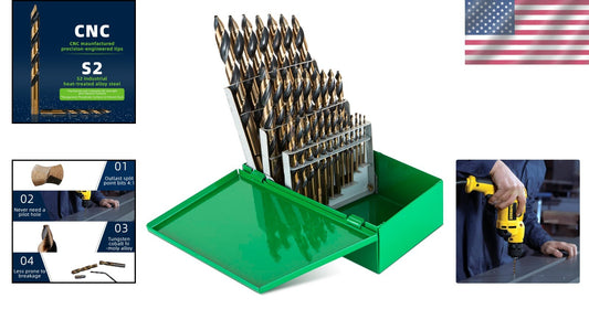 29-Piece High-Speed Cobalt Stubby Drill Bit Set for Precision Metal Cutting