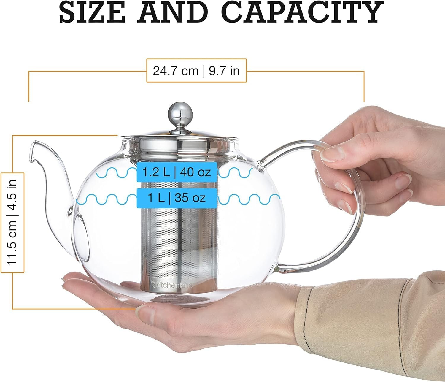 Elegant Glass Teapot Set with 4 Double Wall Teacups & Stainless Steel Infuser