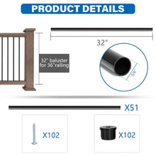 Load image into Gallery viewer, 51-Pack 32" Rust-Resistant Aluminum Deck Balusters for Elegant Outdoor Railings