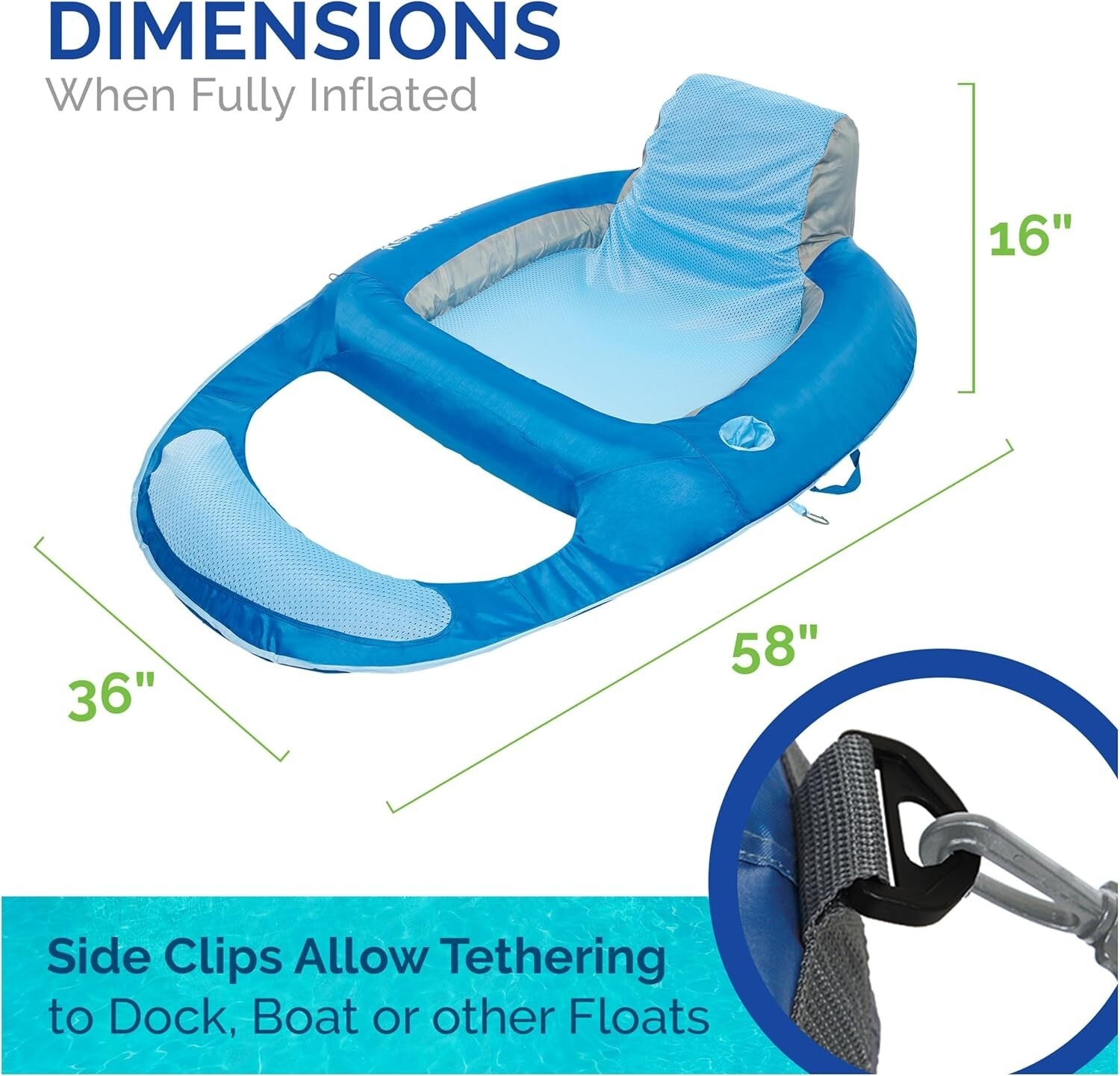 Soft Mesh Floating Lounger Chair - Stylish Inflatable Pool Float for Relaxation