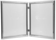 Load image into Gallery viewer, Luxury Silver Plated Double Picture Frame with Navy Velvet Backing - 8x10
