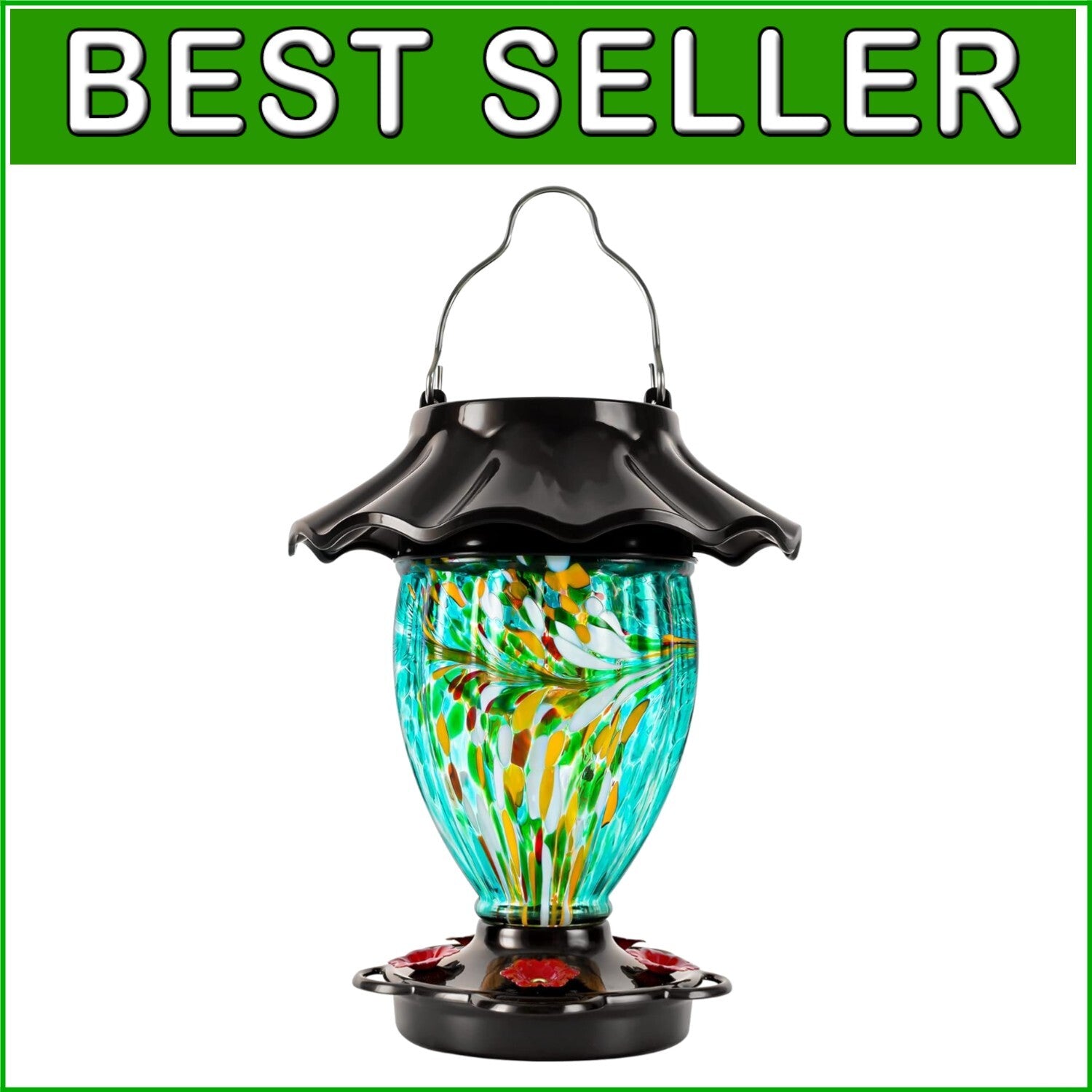 Elegant Solar Color Changing Hummingbird Feeder - 32oz Beautiful Garden Display