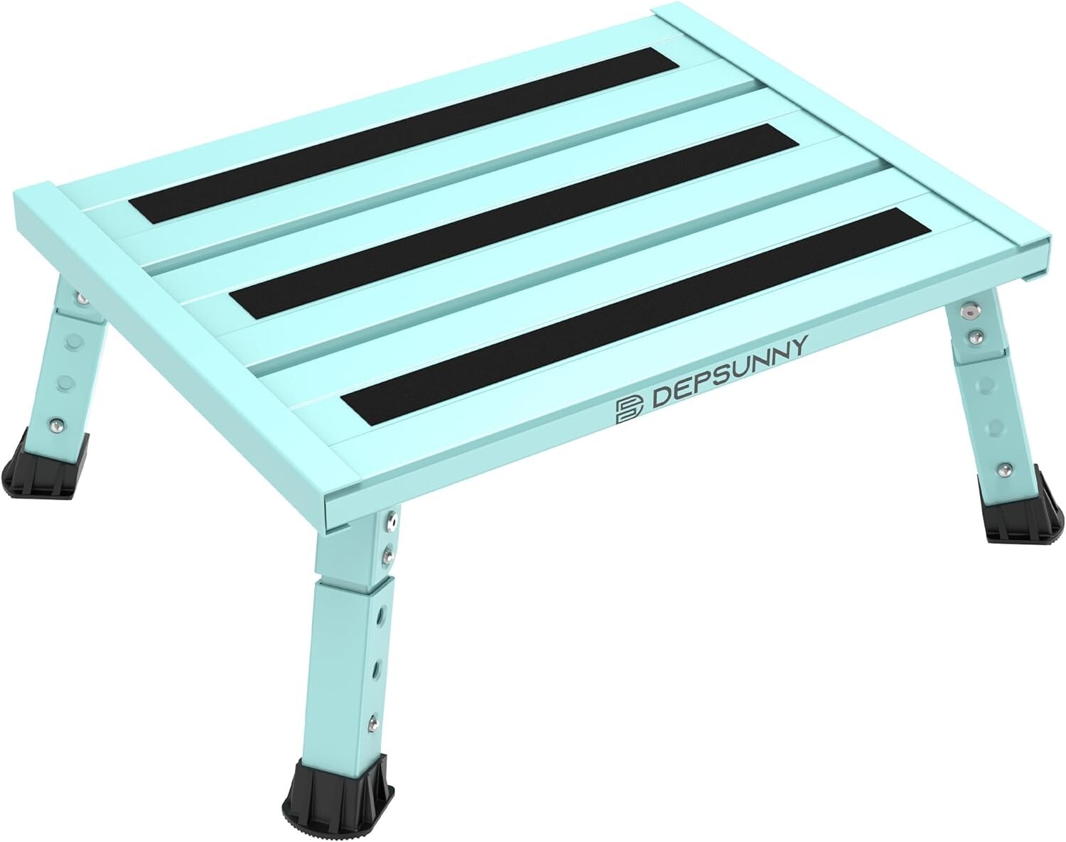 Adjustable Height Aluminum RV Step Stool - Supports 1,000 lbs, Foldable & Safe