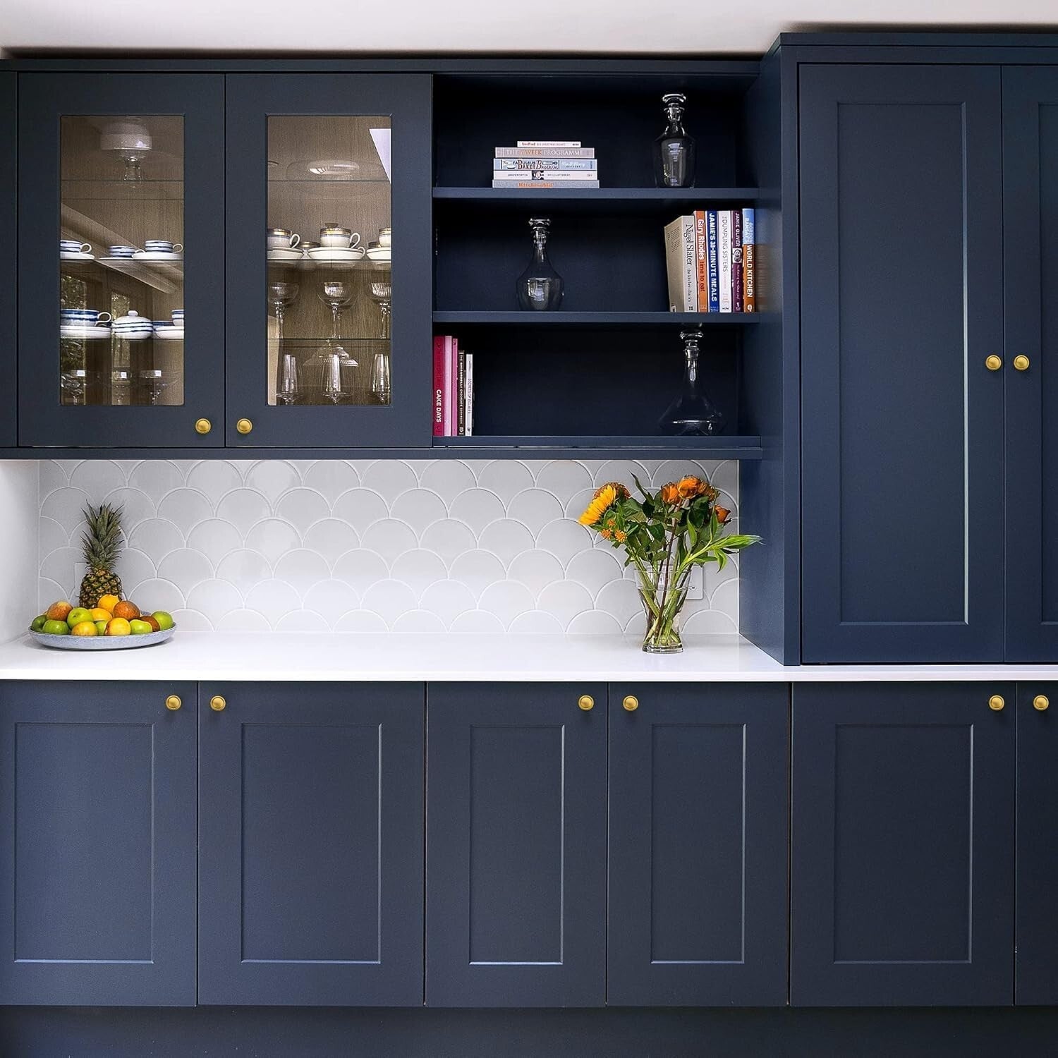 45-Pack Brushed Brass Cabinet Pulls - 1-1/4 Inch Round Kitchen Knobs