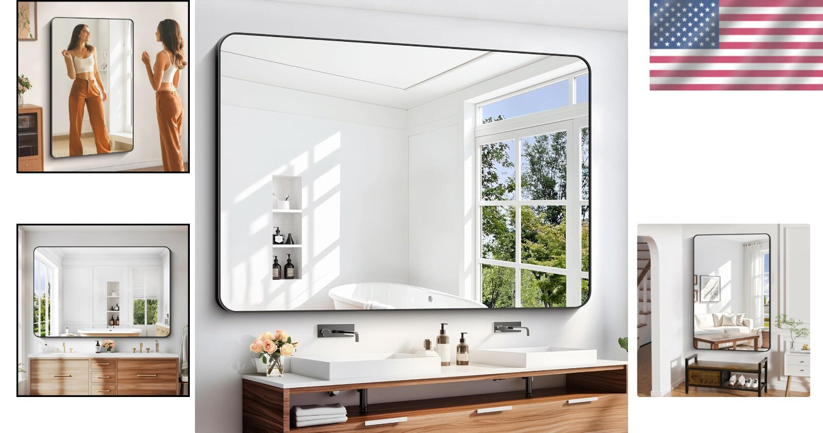 Stylish Rectangular Vanity Mirror 60" x 40" - Horizontal/Vertical Options