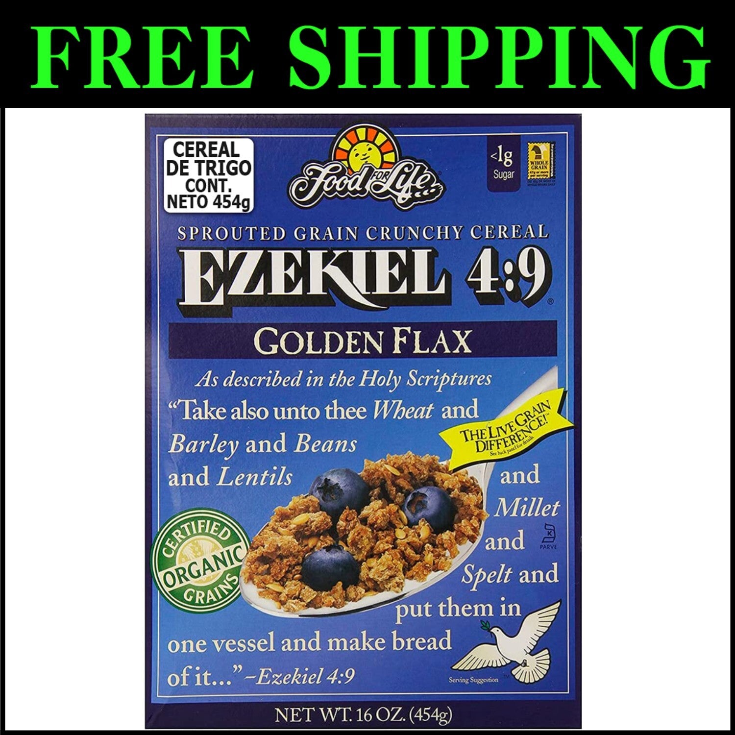 Ezekiel 4:9 Sprouted Grain Cereal - Vegan, Kosher, and Organic, 96-Ounce
