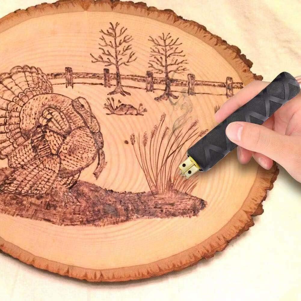 Adjustable Temperature Wood Burning Kit with Dual Pens & Accessories for Artists
