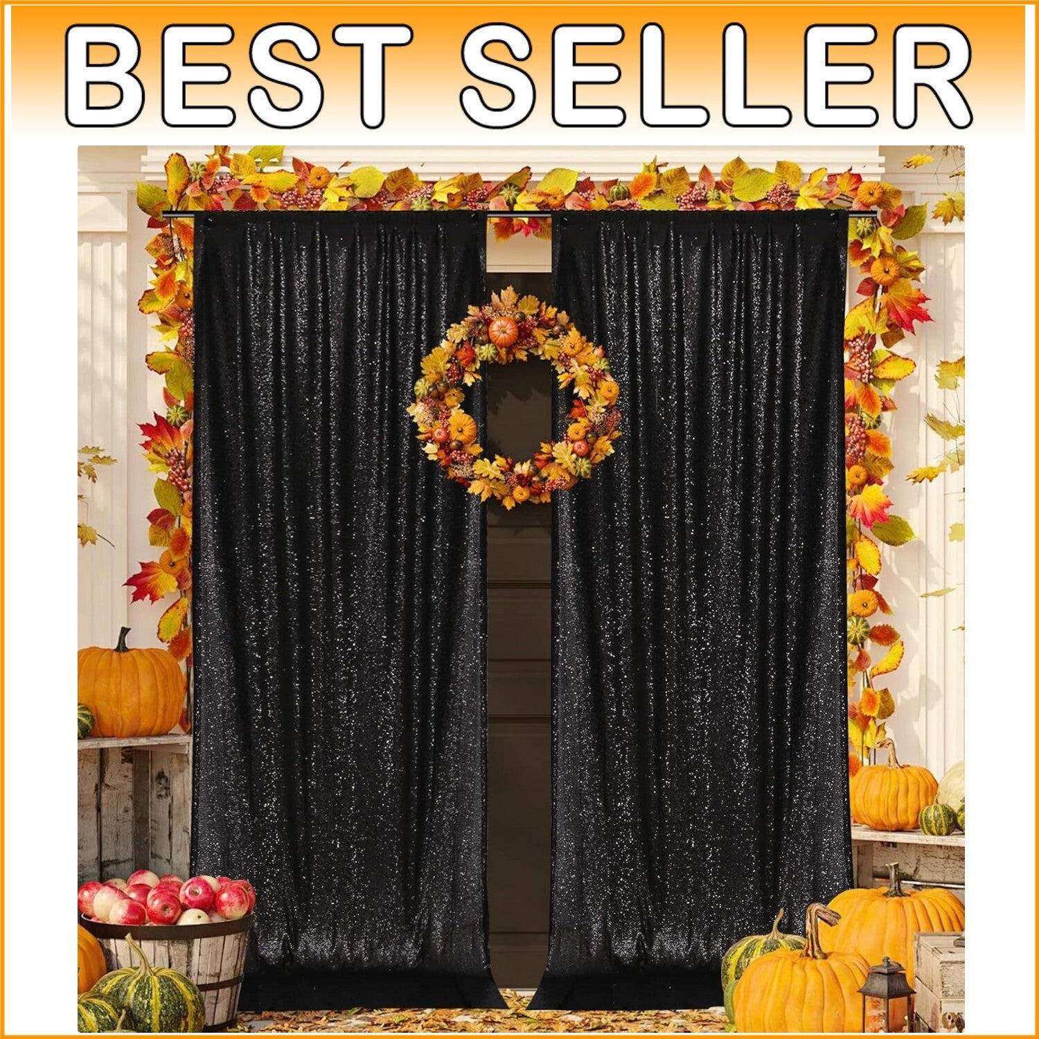 5ft x 10ft Black Sequin Backdrop - Perfect for Weddings, Parties & Photo Shoots