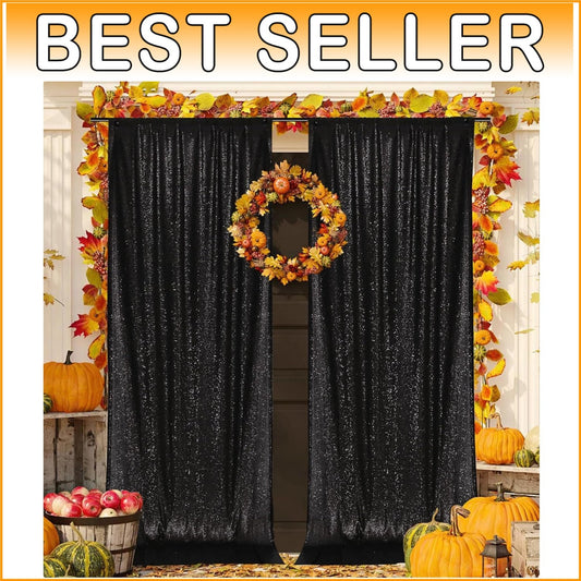 5ft x 10ft Black Sequin Backdrop - Perfect for Weddings, Parties & Photo Shoots