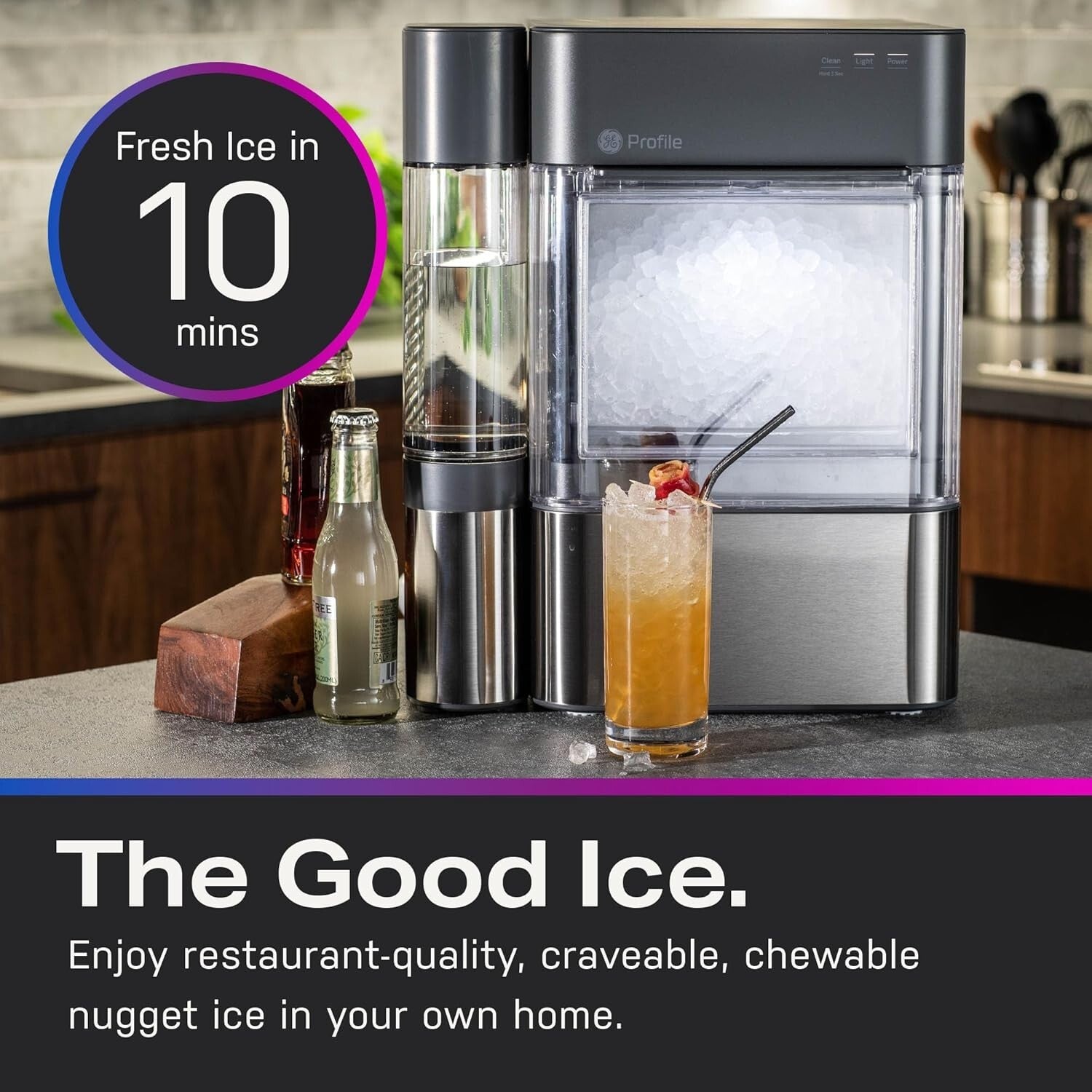Fast-Production Countertop Ice Maker - 38 lbs of Chewable Ice with WiFi Control