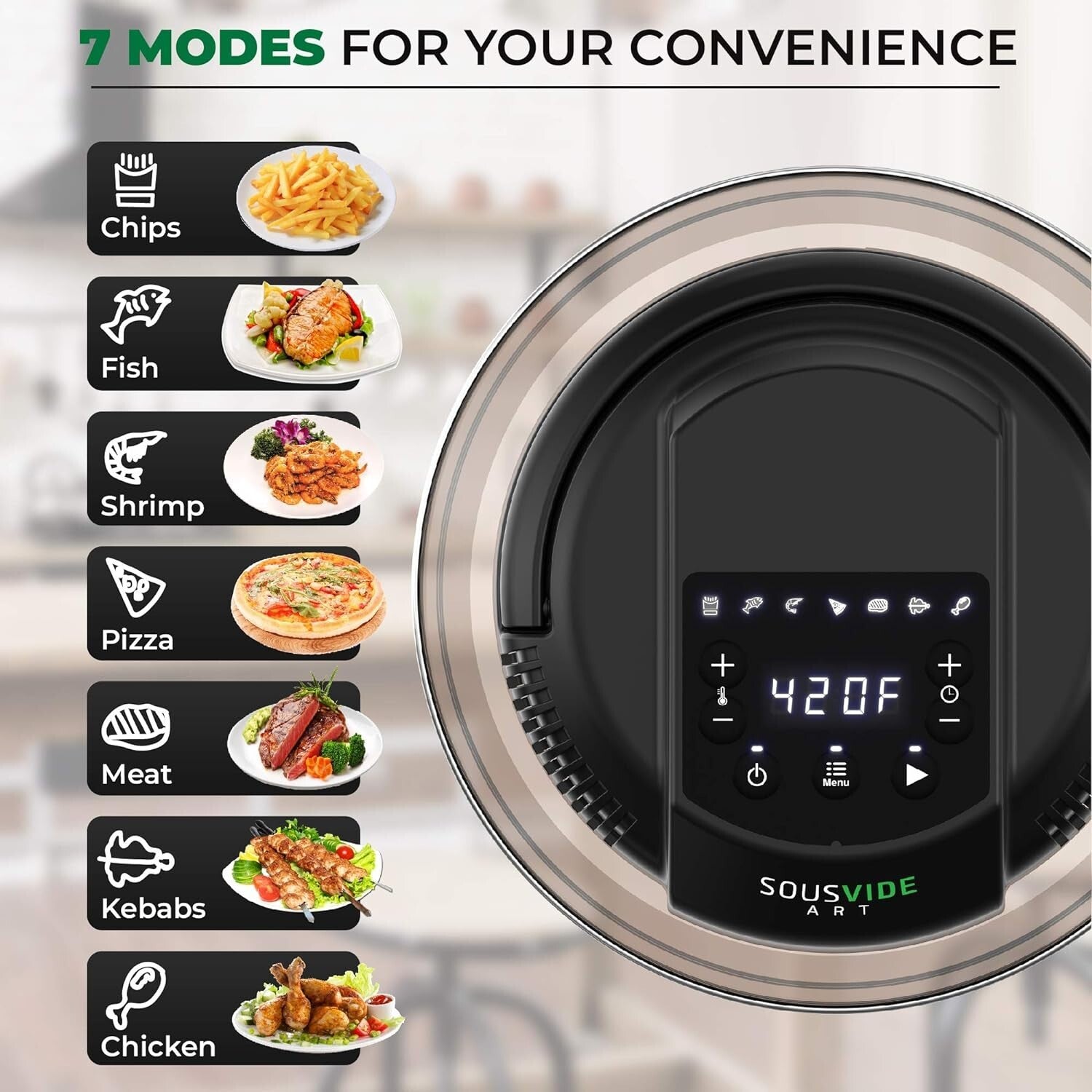 Instant Pot Air Fryer Attachment – 8 qt Lid with 7 Cooking Modes & Accessories