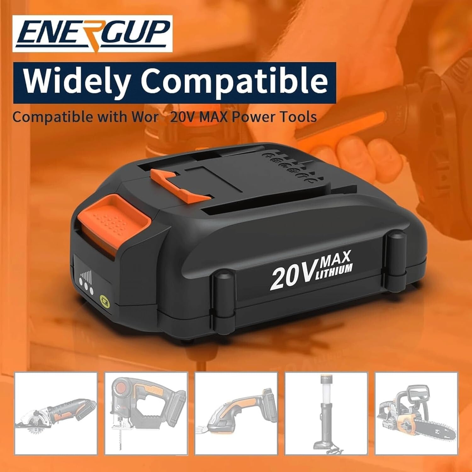 Battery & Charger Combo for Works 20V Tools – Certified & Lightweight Design