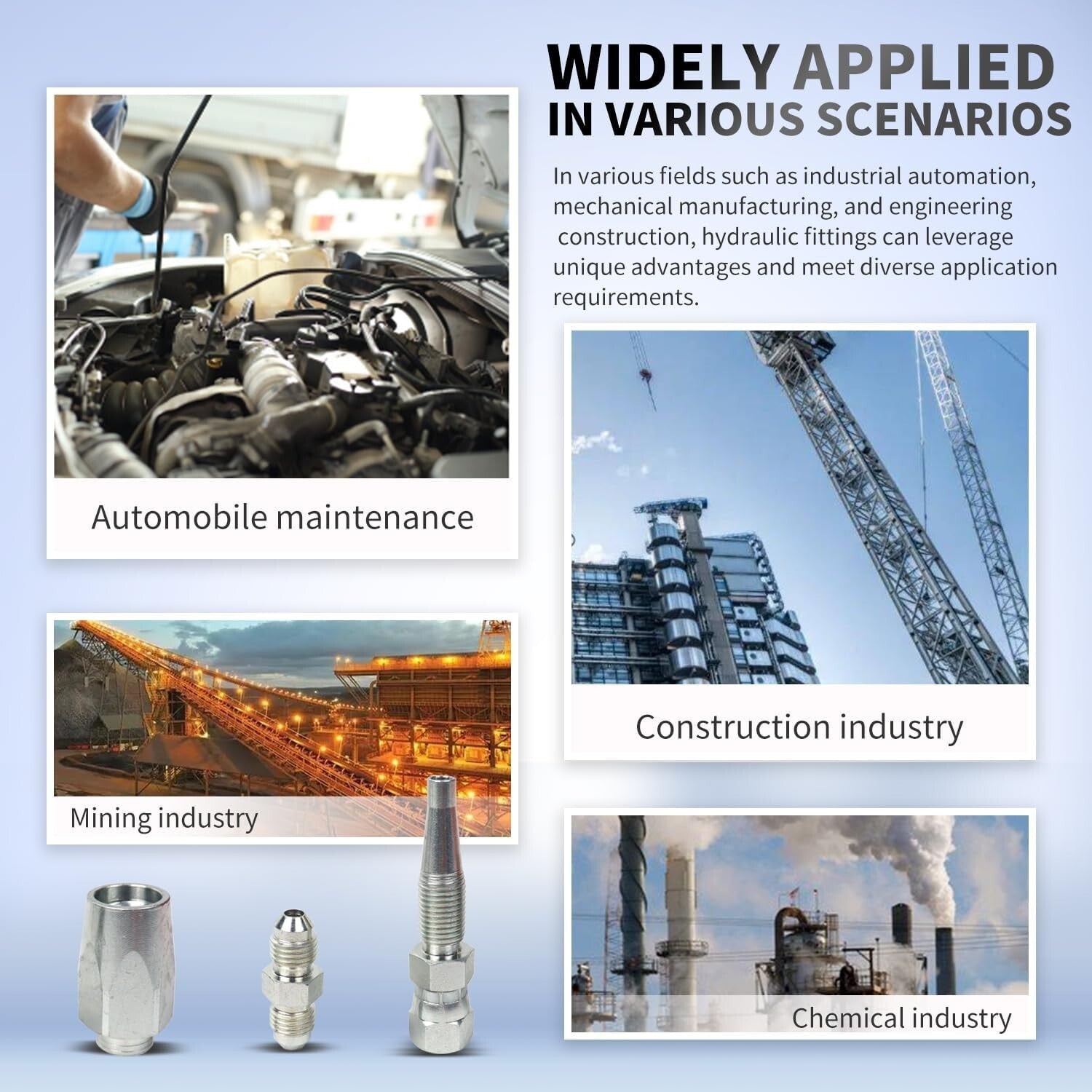 Corrosion-Resistant Hydraulic Hose Repair Set (1/4", 3/8", 1/2") for 4000 PSI