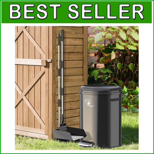 Versatile 18L Stainless Steel Dog Waste Bin - Step-On, Removable Inner & Rake