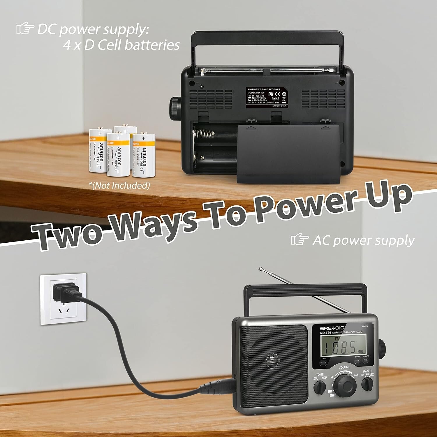 Easy-Use Portable Radio with AC/Battery Power – Great for Music and News Lovers