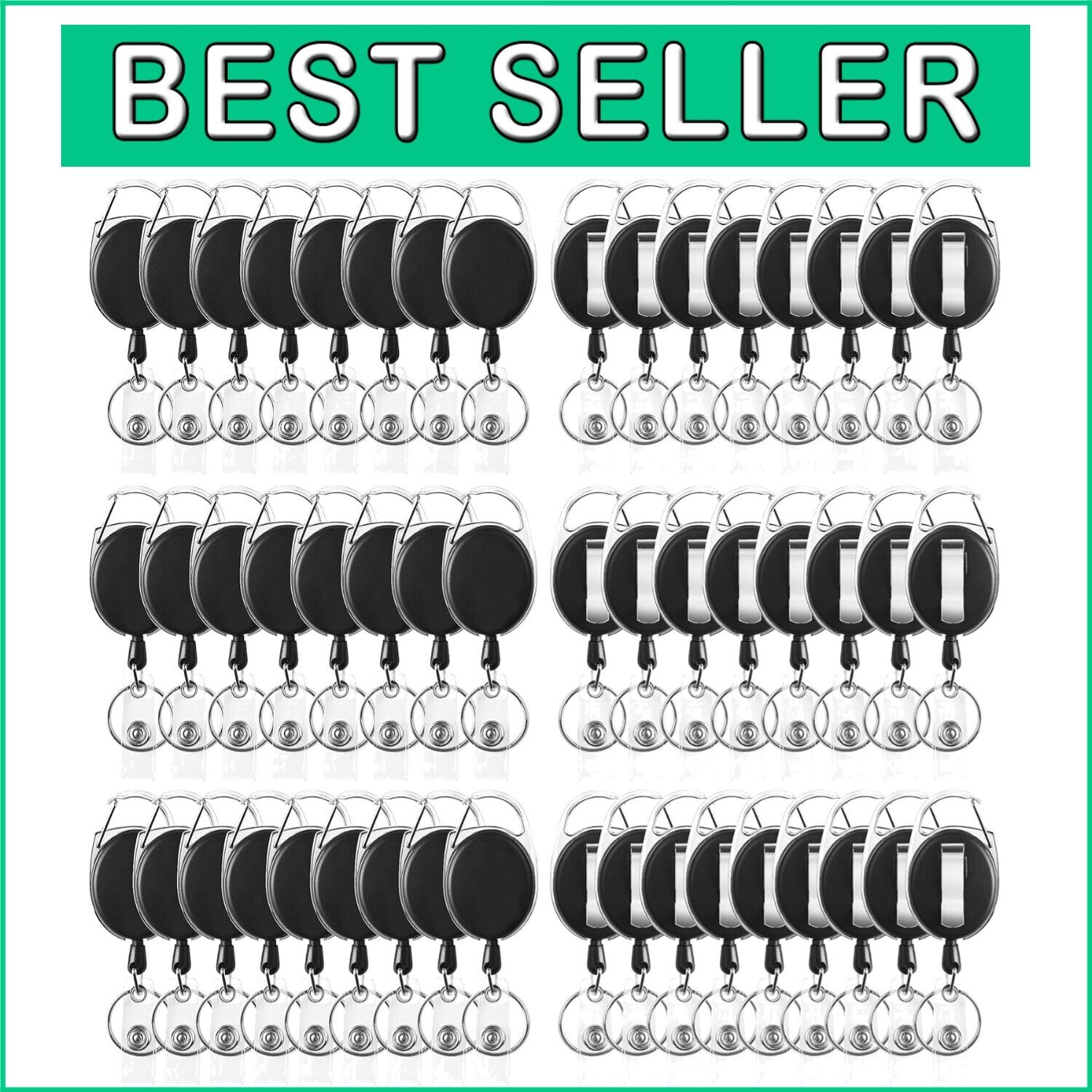 Versatile 50Pcs Badge Reels with Heavy-Duty Clips & 26-Inch Retractable Cord