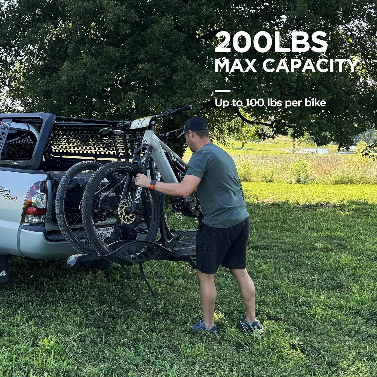 Heavy-Duty 200 lbs Capacity Bike Carrier with Anti-Wobble for 5-Inch Fat Tires