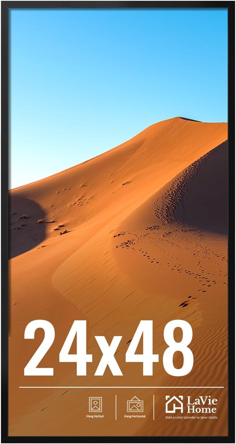 Elegant 24x48 Picture Frame - Vertical or Horizontal Display with Plexiglass