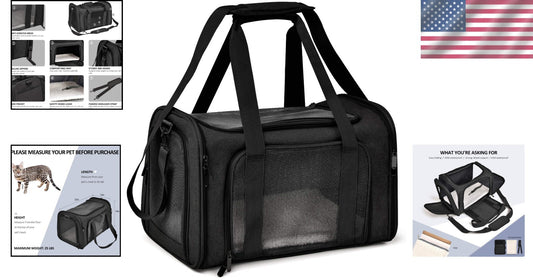Durable Collapsible Pet Carrier for Cats and Small Dogs - Lightweight & Portable