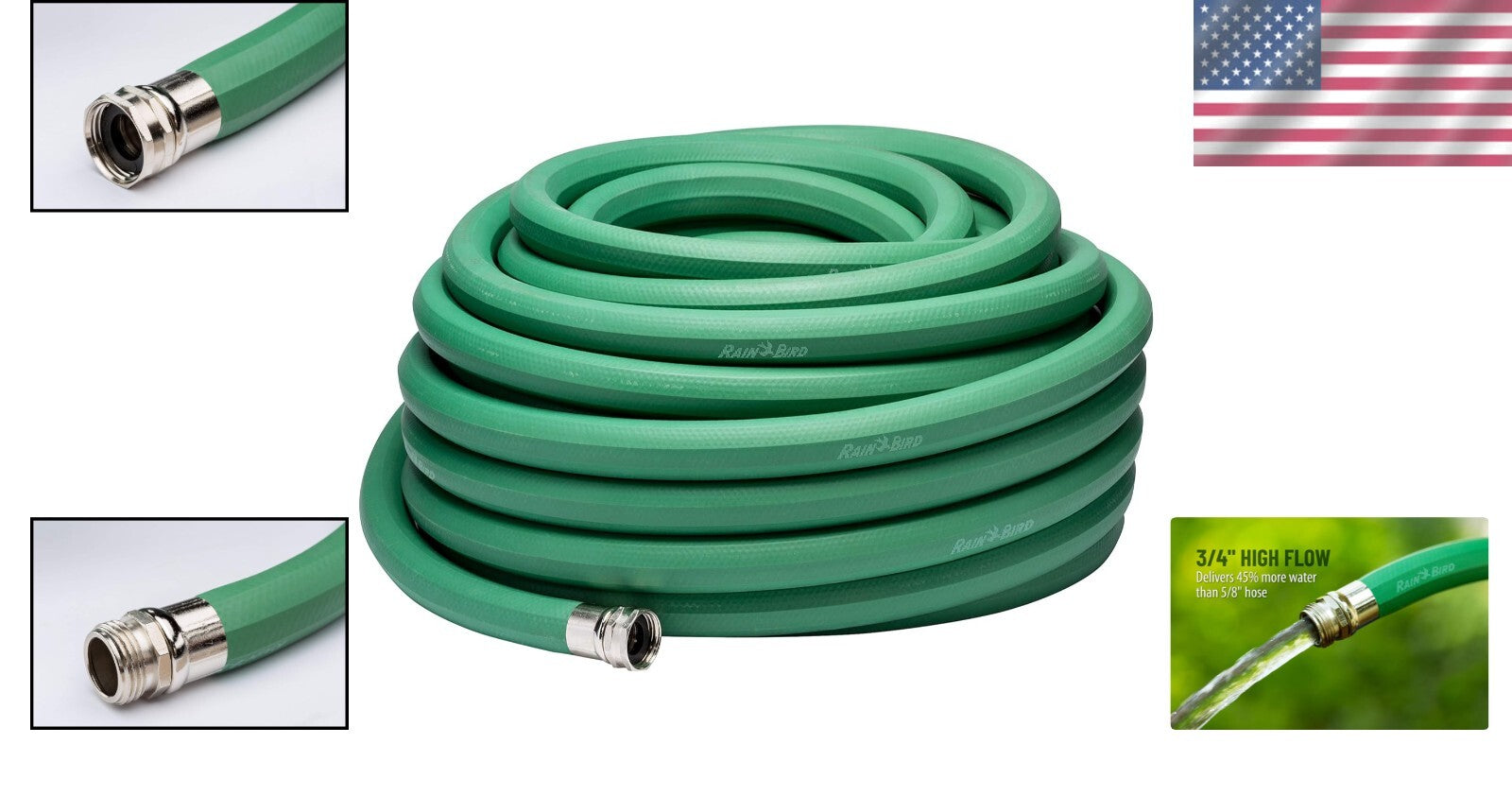75' EDPM Rubber Garden Hose, 3/4" Diameter - Extreme Flexibility & Durability